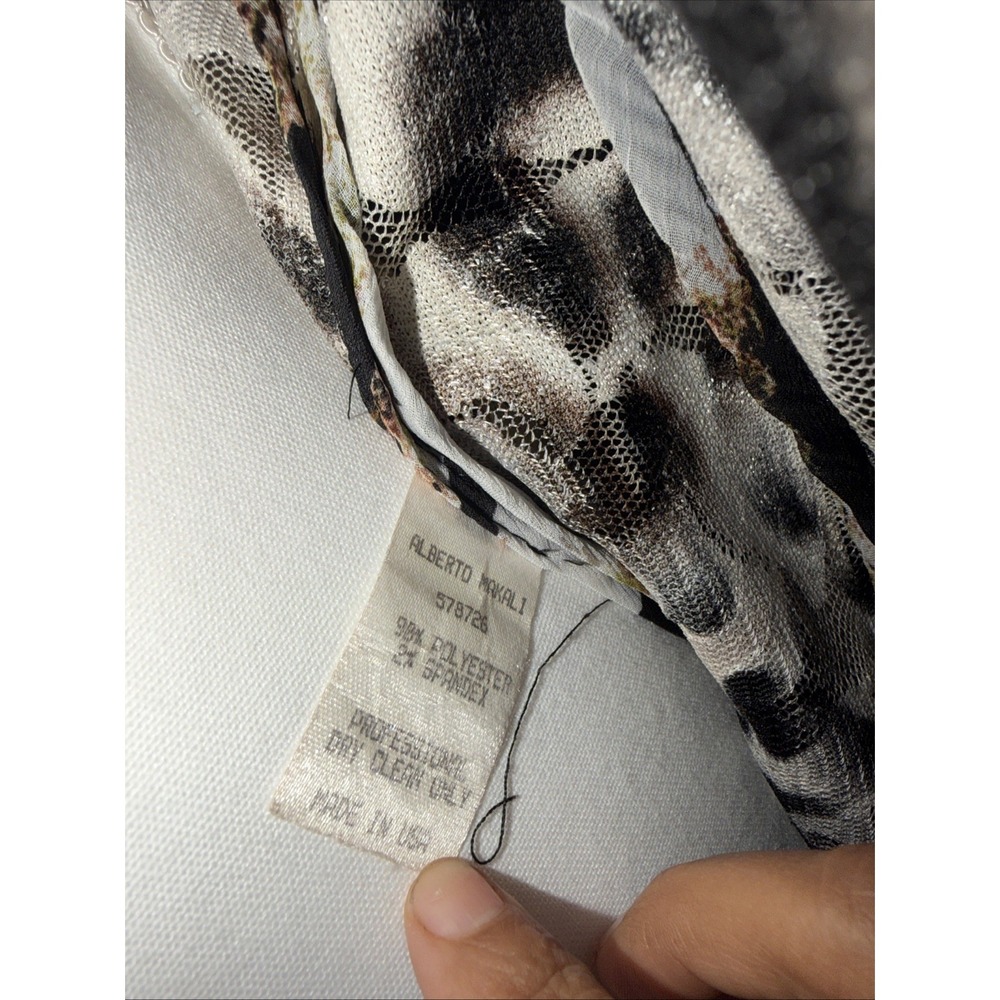 Alberto Makali Leopard Print Lace Blazer Womens L Brown Pockets Mob Wife 3/4 - Picture 10 of 11